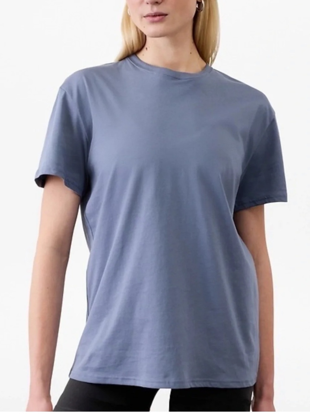 athleta favorite cotton classic tee grey/blue